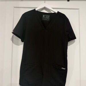 Figs Black V-Neck Scrub Top